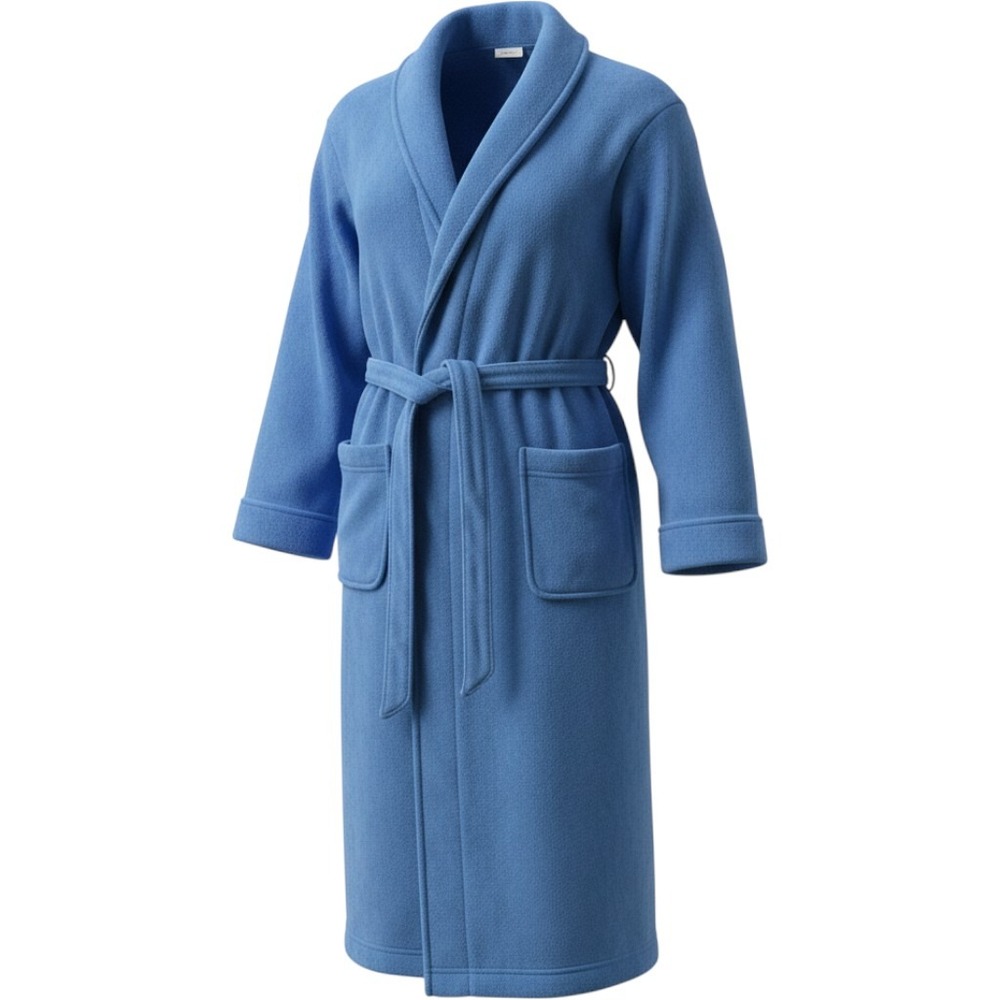 LL Bean Fleece Robe Womens Small Blue Shawl Collar Belted Housecoat 297632